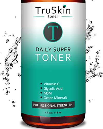 DAILY Facial SUPER Toner for All Skin Types, Contains Glycolic Acid, Vitamin C, Witch Hazel and Organic Anti Aging Ingredients for Sensitive Skin, Combination, Acne, and Even Oily Skin