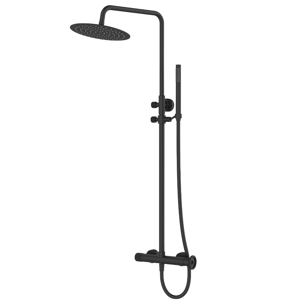 Colonne de douche noire Indus Essebagno avec pomme haute anticalcaire design