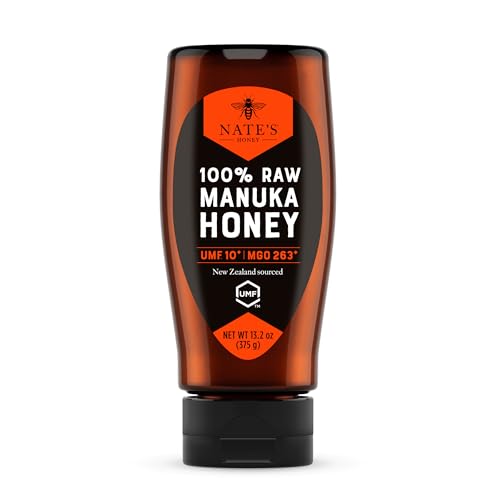 Nate's Raw Manuka Honey MGO 263+ | UMF 10+ Certified | 13.2 oz Squeeze Bottle