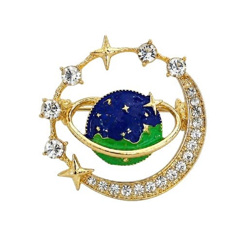 Celestial Orbit Planet Brooch Pin for Women & Men | Gold Plated Crystal Star Galaxy Brooch | Premium Fashion Lapel Pin for Blazer, Saree & Dresses-image-10