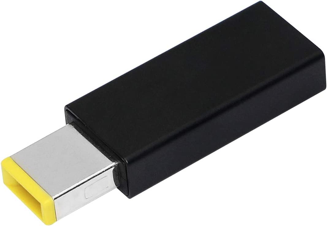 ABRALE 100W PD USB Type C Female Input to Slim tip Male Power Charging Adapter for Yoga 260 370,T470 T450s T460s T440s T450 E570(Black 2)(100w-SquareA2)