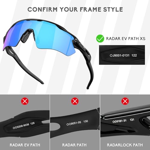 Image of 5 Pieces Polarized Replacement Lenses for Oakley Radar EV Path XS OJ9001 Sunglasses, Anti-Scratch and Impact Resistant