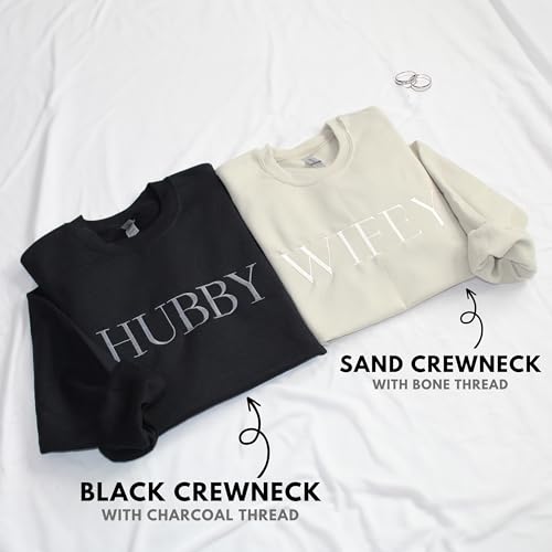 WEAR PHYSIQUE Wife Husband Embroidered Sweatshirt, Bride and Groom Shirt, Mr Mrs Sweater, Matching Newly Wed Couples Shirt3