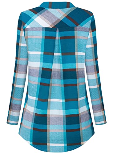 Image of Bulotus 3 /4 Length Sleeve Womens Striped Tops Zipper V Neck Collared Blouses Business Casual Tunics 2026 Spring Trendy