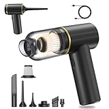 JONEME Portable Car Vacuum Cleaner High Power 12000PA,6 in 1 Hand Held Vacuum Cordless Rechargeable Air Blower & Pump & Air Duster,Small Mini Handheld Vacuum for Car,Home,Office,Pet Hair（Black