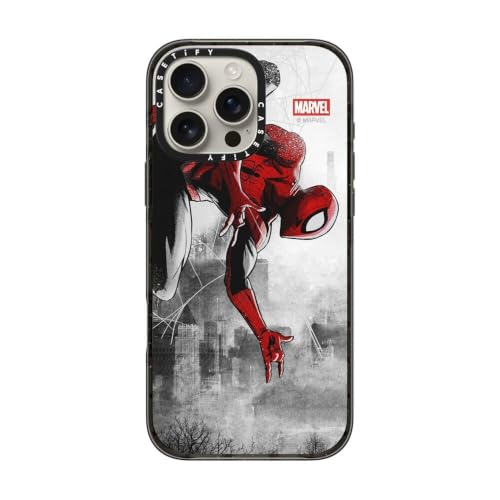 Coque iPhone 16 Pro Max CASETiFY Marvel Spider-Man Noir Transparent Compatible MagSafe