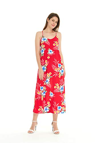 Image of Matchable Family Hawaiian Luau Men Women Girl Boy Clothes in Hibiscus Red