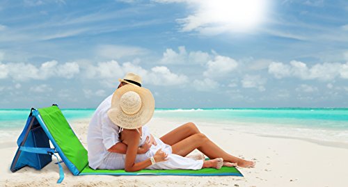GigaTent Portable Beach Lounge Chair Mat Adjustable Backrest with Cooler Storage Pocket Lightweight Foldable Comfortable Insulated Shoulder Carrying Strap