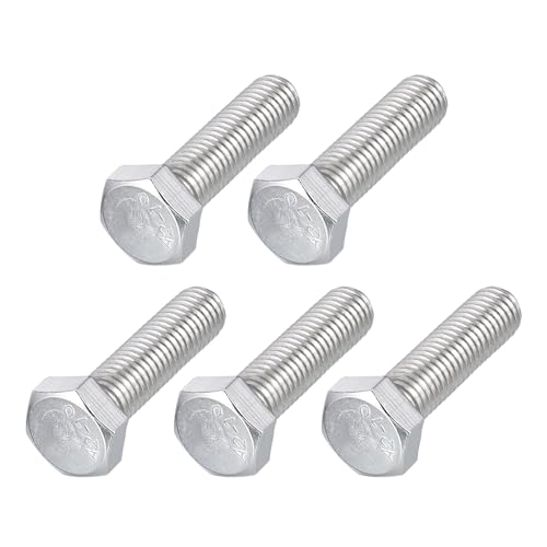 Image of METALLIXITY Hex Bolts (M12-1.75x40mm) 5Pcs, 304 Stainless Steel Coarse Fully Threaded Hex Head Screw Bolt Machine Screws - for Furniture Repair, Silver