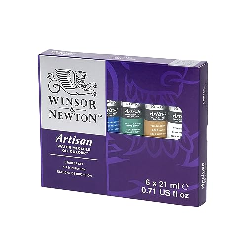 Winsor & Newton, Artisan Water Mixable Oil Colour, Beginners Set, 6x21ml Tube Set, Multi Colour, 126 ml (Pack of 1) - Image 2