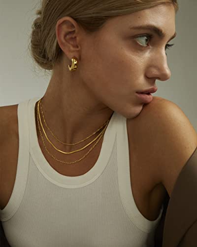 Necocy Dainty Layered 14K Gold Plated Layering Wave Herringbone Figaro Chain Aesthetic Simple Gold Choker Necklace Set Gold Jewelry Gifts For Women #TOP2