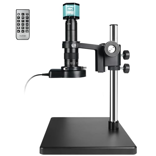 NICE-POWER Digital Microscope with Large Stable Base Stand, 4K HD Quality Industrial Microscope Type-C/HDMI Interface with 180X HD Lens Adjustable Ring Light Illumination for Electronic Repair etc