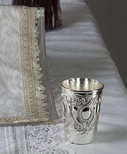 Ner Mitzvah Kiddush Cup - Premium Quality Nickel Plated Wine Cup - For Shabbat And Havdalah - Judaica Shabbos And Holiday Gift #TOP3