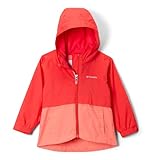Columbia Youth Girls Toddler Rain-Zilla II Waterproof Rain Jacket, Poppy Red/Hot Coral, 3T