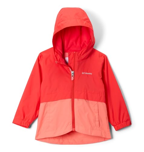 Image of Columbia Youth Girls Rain-Zilla II Waterproof Rain Jacket, Poppy Red/Hot Coral, Large