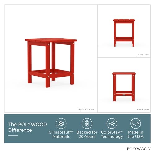 Image of Polywood Long Island 18 inch Side Table, Sunset Red