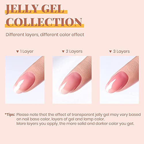 Image of Beetles Gel Nail Polish Kit with U V LED Light - 6 Colors Jelly Milky White Sheer Pink Nude Gel Polish Starter Kit Manicure,Soak Off U V Nail Polish Set Salon DIY