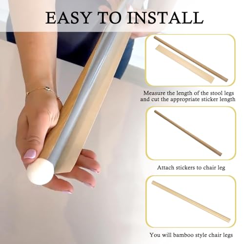Image of Highchair Decorative Leg Wraps - Bamboo Style 1 PCS 196 Inch Adhesive Decorative Strips for IKEA Antilop High Chair Accessories, Secure Vinyl Chair Leg Protectors & Anti-Slip Safety Covers