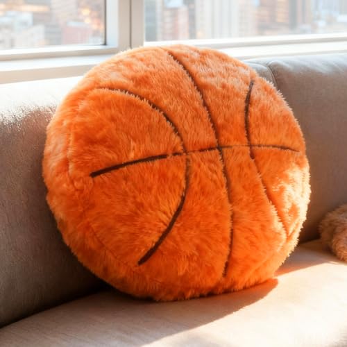 Augesak Plüsch Basketball 35 * 35cm weiche Flauschige Basketball Sitzkissen Basketball Deko Sitzkissen Basketball Geschenke Jungen Kreative Geburtstag Geschenk Für Basketball Liebhaber