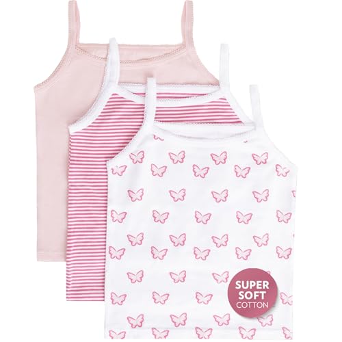 Feathers Chicas de la mariposa Imprimir tagless Cami super suave Las camisetas (3 / pack) 10 Rosado