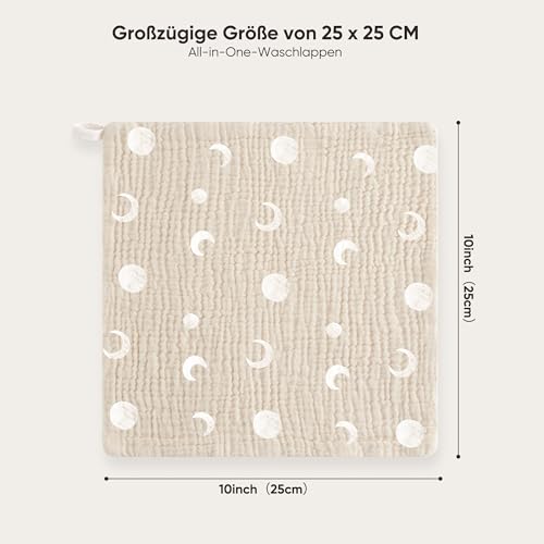 Bearmoss10 Stück Baby Musselin Waschlappen Moltontücher 100% Baumwolle Weiche Spucktücher Baby… – Ansicht 4
