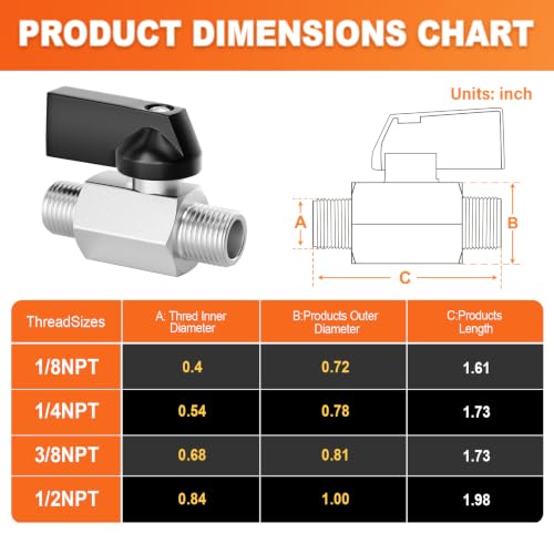 Image of GASHER 6PCS 1 /2 inchMNPT Nickel Plated Brass Mini Ball Valve