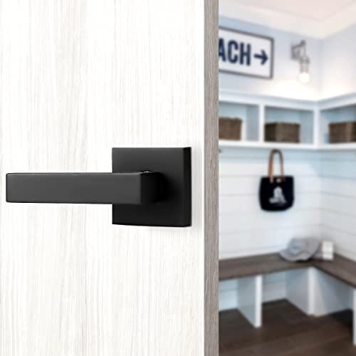 Probrico Heavy Duty Dummy Door Handle with Square Rose, Half Lever for Interior Left/Right Handed Door, Matte Black Finish Door Lever, 4 Pack by Probrico - Image 5