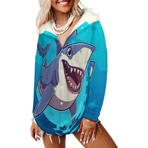 Manteaux à capuche femmes requins veste polaire pour cocooning