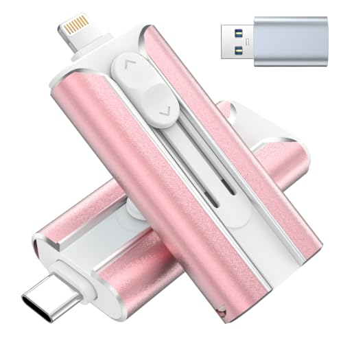 Image of MFI Certified 256GB Flash Drive - Photo Stick and USB Stick Offers Photo /Video Storage, The External Storage is Compatible with iOS, Android, and Pc,1 Pack (Pink)(Available Space: ~244GB)