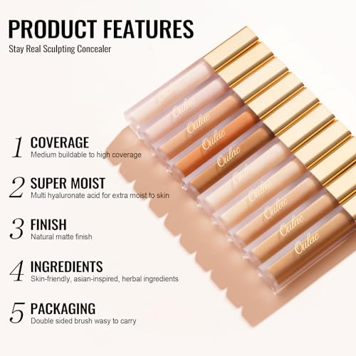 Oulac Full Coverage Concealer for Under Eyes, Long Lasting Multipurpose Makeup With Moisturising & Hydrating Formula - Image 2