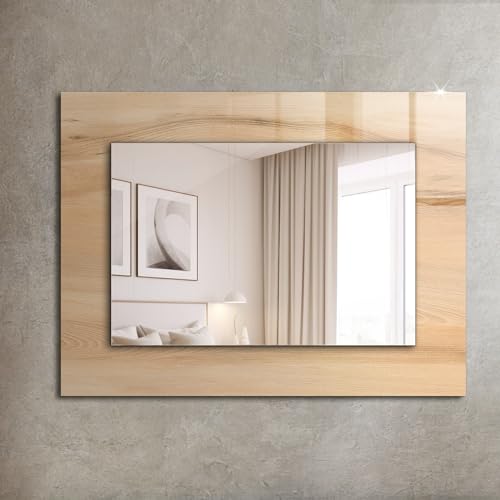 Miroir encadré rectangulaire 80x60cm aspect bois structuré - 3