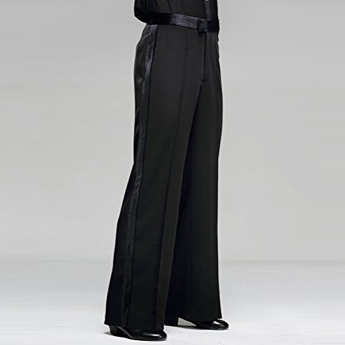 Yilinfeier Men Professional Sideband Elastic Band Wide Latin Modern Square Practice Dance Pants (As1, Numeric, Numeric_32, Regular, Regular) Black #TOP2