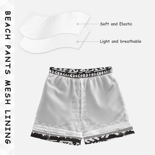 Aztec Print Black Boys' Swim Trunks Quick-Dry Fabric Lightweight & Breathable for Beach Pool4