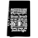 Lustige Kaffeetücher für Damen und Herren, Kaffeehaus-Küchentuch-Dekorationen, Coffeeology-Handtuchzubehör, Kaffeeliebhaber-Geschenke für sie, lustige Geschirrtücher und Geschirrtücher mit Sprüchen,
