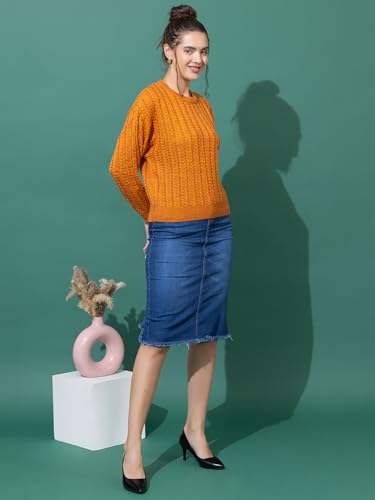 Image of Women's Cable Knit Woolen Pullover | Full Sleeve Round Neck Winterwear | Soft & Stylish Warm Sweater for Girls & Ladies