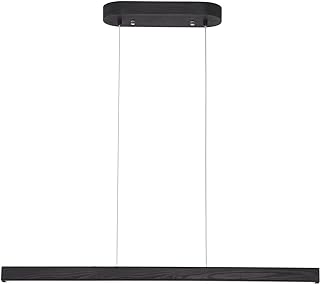 Black Wood Linear Pendant Light – Dimmable LED Chandelier with Remote,...