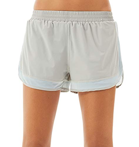 Era of Coloration Yoga Shorts for Women Workout Fitness Yoga Gym Sport Shorts 2-in-1 (Large, Gray)