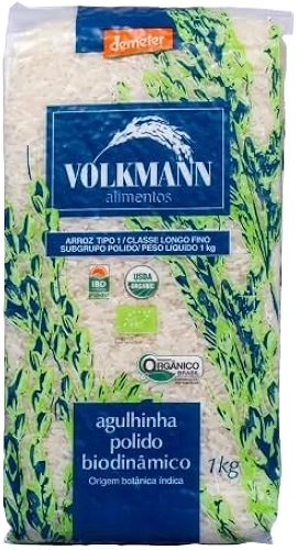 Kit 3X: Arroz Agulhinha Polido Orgânico Biodinâmico Demeter Volkmann 1kg
