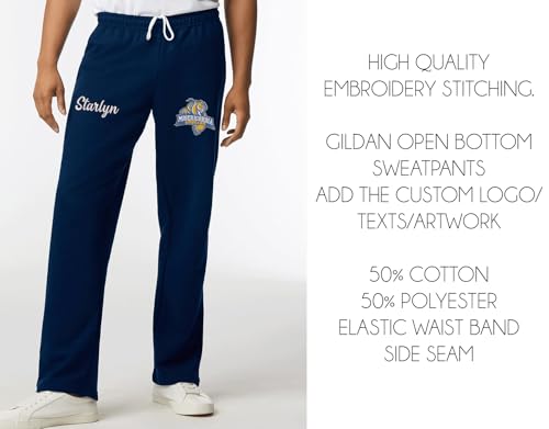 INK STITCH Men 18400 Custom Embroidery Add Logo Texts Heavy Blend Open Bottom Sweatpants2