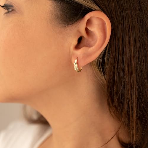 Twisted Oblong Hoop Earrings | 925 Sterling Silver Twist Rectangle Huggie Earrings | 14K Gold Oblong Twister Hoop Earrings4