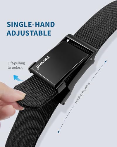 Image of FAIRWIN Men's Ratchet Belt, Nylon Web Golf & Work Belts with Quick-Release Automatic Buckle, Adjustable Casual Belt for Jeans