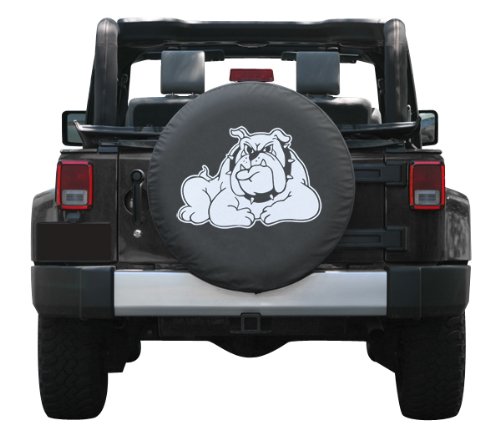 Boomerang 30" Bull Dog - Spare Tire Cover - (Black Denim Vinyl) - White Print - Thumbnail 3