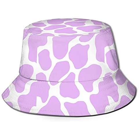Cute Purple Cow Print Pattern Unisex Bucket Hat Summer Breathable Fisherman Hats Summer Outdoor Packable Cap Travel Beach Sun Hat Sun Protection Cover