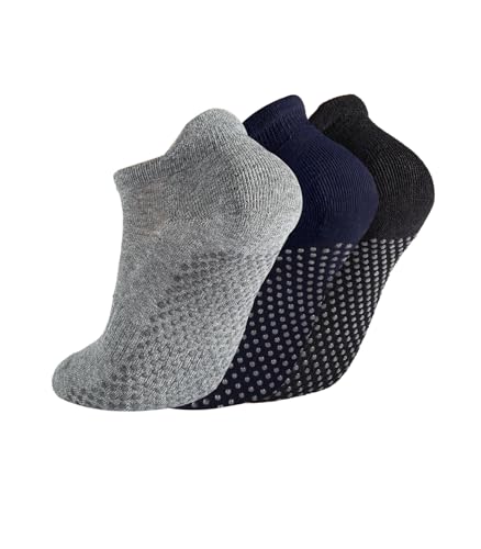 Image of Breslatte Grip Socks Pilates Socks with Grips for Women with Cushion Cotton Non Slip Grippers Womens Gifts
