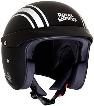 Royal Enfield ISI Certified Open Face Riding Helmet with Excellent Impact Protection, Scratch Resistance, Partially Removable and Washable Comfort Liner Matt Black, Size: XL(61-62Cm) - Cycling