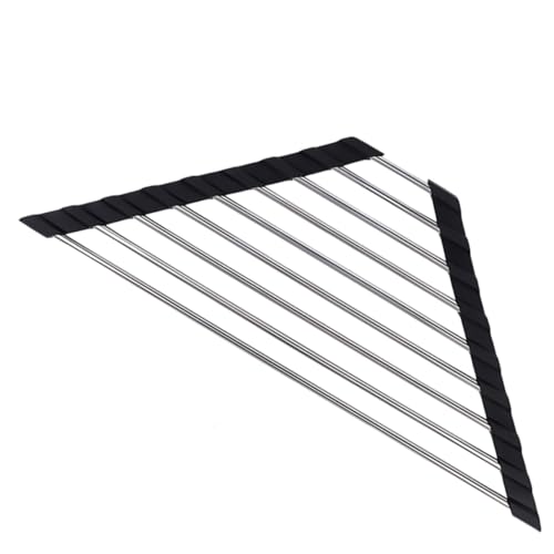 KOCKSHION Escurridor de Platos Esquinero Inoxidable Estante para Fregadero Organizador de Cocina con Soporte para Esponja y Drenaje Espacio y Mantiene