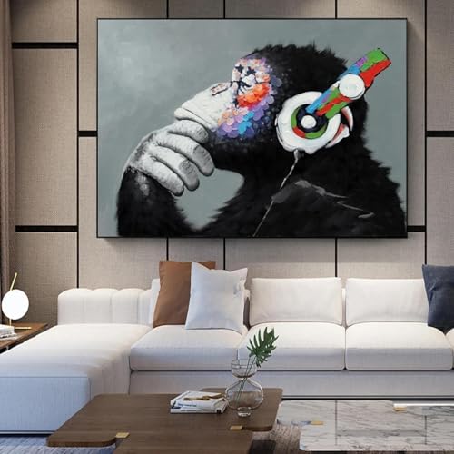 Impressions sur toile de singe graffiti, peinture abstraite 60x90cm