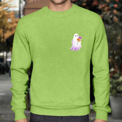 Mens Halloween Ghost Graphic Casual Lightweight Crewneck Sweatshirt - image 2