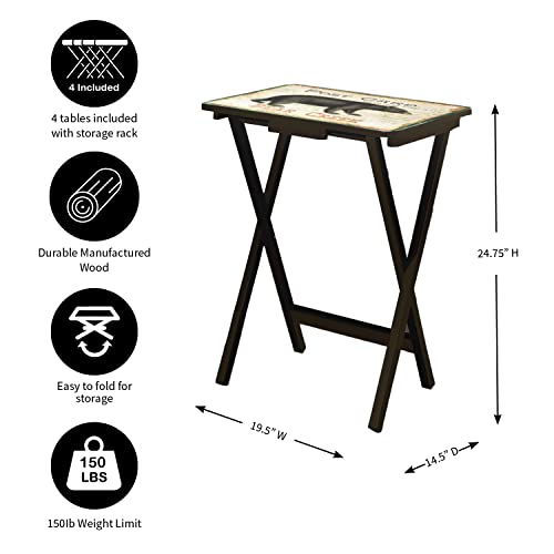 Cape Craftsmen Rustic Lodge Cabin Tv Dinner Tray | Set Of 4 | Foldable With Stand | Easy Storage Decorative Serving Tables For Home Activities #TOP1