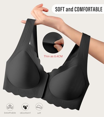Image of Front Closure Bras for Women Seamless Wireless Push Up Bra No Underwire Full Coverage Comfort Bras Mastectomy Bralettes